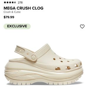 Crocs Mega Crush Clog in Bone Men’s 6/ Wmns 8
